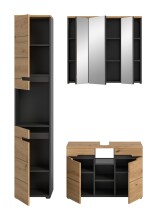Badezimmer-Set >Canu< in Basalt grau/Artisan Eiche Dekor - 133x193x34cm (BxHxT)