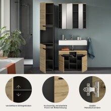 Badezimmer-Set >Canu< in Basalt grau/Artisan Eiche Dekor - 133x193x34cm (BxHxT)