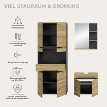 Badezimmer-Set >Canu< in Basalt grau/Artisan Eiche Dekor - 154x193x34cm (BxHxT)
