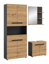Badezimmer-Set >Canu< in Basalt grau/Artisan Eiche...