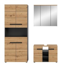 Badezimmer-Set >Canu< in Basalt grau/Artisan Eiche...