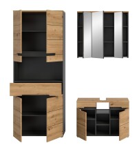 Badezimmer-Set >Canu< in Basalt grau/Artisan Eiche Dekor - 171x193x34cm (BxHxT)