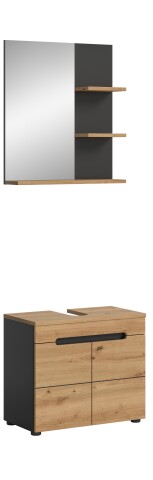 Badezimmer-Set >Canu< in Basalt grau/Artisan Eiche Dekor - 63x193x34cm (BxHxT)