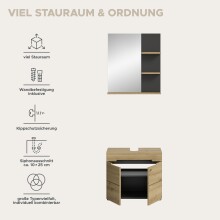 Badezimmer-Set >Canu< in Basalt grau/Artisan Eiche Dekor - 63x193x34cm (BxHxT)