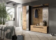 Garderoben-Set >Canu< in Basalt grau/Artisan Eiche Dekor - 200x190x37cm (BxHxT)