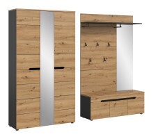 Garderoben-Set >Canu< in Basalt grau/Artisan Eiche...
