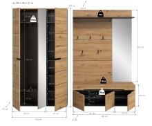 Garderoben-Set >Canu< in Basalt grau/Artisan Eiche Dekor - 240x190x37cm (BxHxT)