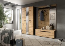 Garderoben-Set >Canu< in Basalt grau/Artisan Eiche Dekor - 240x190x37cm (BxHxT)