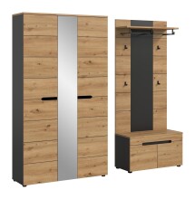 Garderoben-Set >Canu< in Basalt grau/Artisan Eiche...