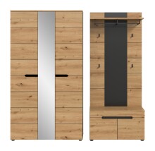 Garderoben-Set >Canu< in Basalt grau/Artisan Eiche...