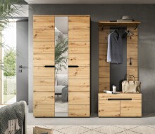 Garderoben-Set >Canu< in Basalt grau/Artisan Eiche Dekor - 200x190x37cm (BxHxT)