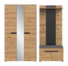 Garderoben-Set >Canu< in Basalt grau/Artisan Eiche...