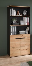Aktenregal >Canu< in Basalt grau/Artisan Eiche Nachbildung - 80x189x37cm (BxHxT)