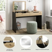 Schminktisch >Canu< in Basalt grau/Artisan Eiche Nachbildung - 115x76x50 (BxHxT)