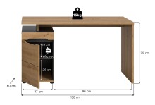 Schreibtisch >Canu< in Basalt grau/Artisan Eiche Nachbildung - 140x75x60 (BxHxT)