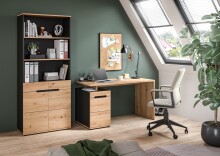 Schreibtisch >Canu< in Basalt grau/Artisan Eiche Nachbildung - 140x75x60 (BxHxT)