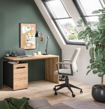 Schreibtisch >Canu< in Basalt grau/Artisan Eiche Nachbildung - 140x75x60 (BxHxT)