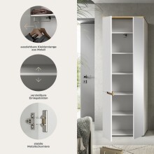 Garderobenschrank >Canu< in Weiß - 65x190x37cm (BxHxT)