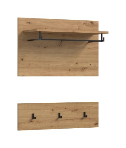 Garderobenpaneel >Canu< in Artisan Eiche Nachbildung - 80x73x27cm (BxHxT)