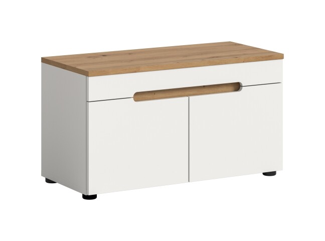 Schuhbank >Canu< in Weiß / Artisan Eiche Dekor - 80x45x37cm (BxHxT)