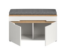 Schuhbank >Canu< in Weiß / Artisan Eiche Dekor - 80x45x37cm (BxHxT)