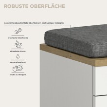 Schuhbank >Canu< in Weiß / Artisan Eiche Dekor - 80x45x37cm (BxHxT)