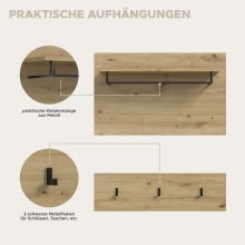 Garderoben-Set >Canu< in Weiß / Artisan Eiche Dekor - 160x190x37cm (BxHxT)