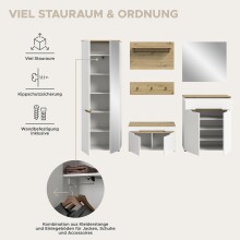 Garderoben-Set >Canu< in Weiß / Artisan Eiche Dekor - 175x190x37cm (BxHxT)
