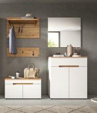 Garderoben-Set >Canu< in Weiß / Artisan Eiche Dekor - 175x190x37cm (BxHxT)