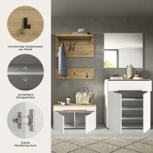 Garderoben-Set >Canu< in Weiß / Artisan Eiche Dekor - 175x190x37cm (BxHxT)