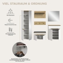 Garderoben-Set >Canu< in Weiß / Artisan Eiche Dekor - 255x190x37cm (BxHxT)