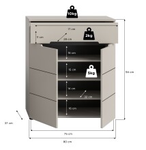 Schuhkommode >Canu< in Kaschmir - 80x94x37cm (BxHxT)