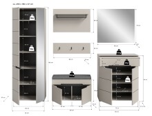 Garderoben-Set >Canu< in Kaschmir - 255x190x37cm (BxHxT)