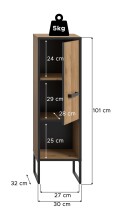 Unterschrank >Bagno< in Artisan Eiche Nachbildung - 30x101x32cm (BxHxT)