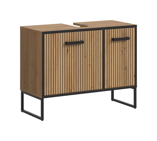 Waschbeckenunterschrank >Bagno< in Artisan Eiche Nachbildung - 80x63x36 (BxHxT)