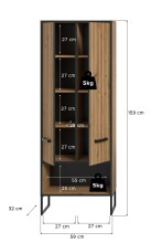 Hochschrank >Bagno< in Artisan Eiche Nachbildung - 59x159x32cm (BxHxT)