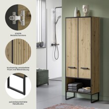 Hochschrank >Bagno< in Artisan Eiche Nachbildung - 59x159x32cm (BxHxT)