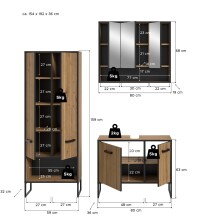 Badezimmer-Set >Bagno< in Artisan Eiche Nachbildung - 154x192x36cm (BxHxT)