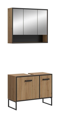 Badezimmer-Set >Bagno< in Artisan Eiche Nachbildung - 80x192x36cm (BxHxT)