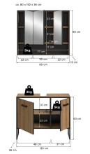 Badezimmer-Set >Bagno< in Artisan Eiche Nachbildung - 80x192x36cm (BxHxT)