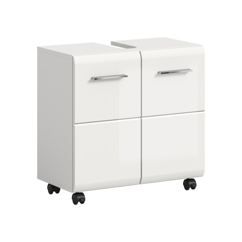Waschbeckenunterschrank >Ice< in Weiß/Weiß hochglanz - 60x58x30cm (BxHxT)
