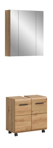 Badezimmer-Set >Ice< in Artisan Eiche Nachbildung - 60x185x30cm (BxHxT)