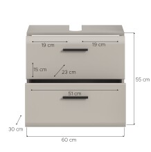 Waschbeckenunterschrank >Ice< in Kaschmir - 60x55x30cm (BxHxT)