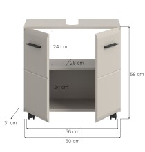 Waschbeckenunterschrank >Ice< in Kaschmir - 60x58x30cm (BxHxT)