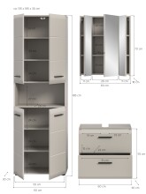 Badezimmer-Set >Ice< in Kaschmir - 135x185x30cm (BxHxT)