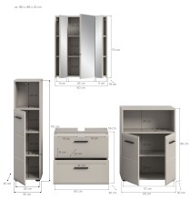 Badezimmer-Set >Ice< in Kaschmir - 180x185x30cm (BxHxT)