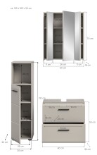 Badezimmer-Set >Ice< in Kaschmir - 105x185x30cm (BxHxT)