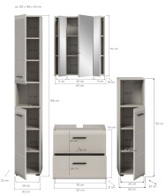Badezimmer-Set >Ice< in Kaschmir - 150x185x30cm (BxHxT)