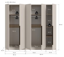 Drehtürenschrank >Kopenhagen< in Kaschmir - 200x181x52cm (BxHxT)
