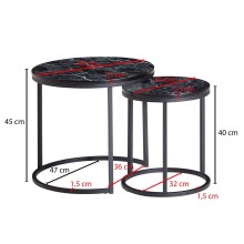Satztisch >WL6.251< (2er-Set) in Marmor Optik schwarz - 45x50 (HxD)